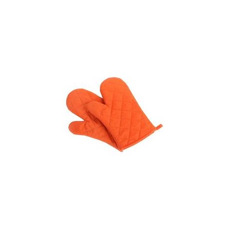 Guantes de cocina premium resistentes al calor, extragrandes, acolchados de algodón y poliéster, 1 par, color naranja. - Crezuo