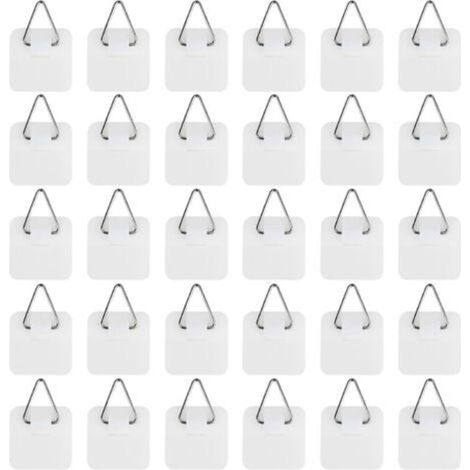 Bardusch Lot de 30 Crochet Autocollant pour Tableau, Crochets Muraux Adhésifs pour Cadres Photos, Accroches Solides 5kg Maximale, Installation Facile sans Outils (Petit Carré) (1/5)