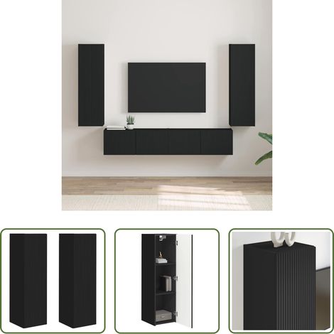 Meuble tv mural -  Meuble TV mural 2 pcs Noir 30 x 31 x 100 cm Bois d'ingénierie (1/5)