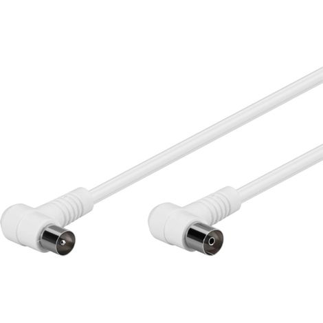 Câble Coaxial - 1 Unité - Blanc - Connecteur IEC Mâle Femelle Coudé - Antenne TV - 3,5 m