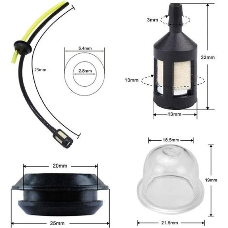 5 Pièces Durite Essence Debroussailleuse Pieces Detachees Filtre Essence pour Tondeuse Taille Haie Taille Bordure (1/4)