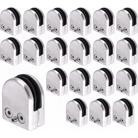 Gojoy – Lot de 20 pinces à verre en acier inoxydable 304 poli – Pour verre 8 à 10 mm – Installation facile sans perçage – Pour balustrades et escaliers