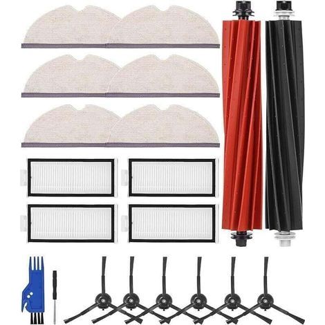 Kit accessoires pour Roborock Q5 Pro+/Q5 Pro/Q8 Max+/Q8 Max Aspirateur, XU, Pièces de Rechange - 2 Brosse Principale, 4 HEPA Filtres, - KZQ (1/4)