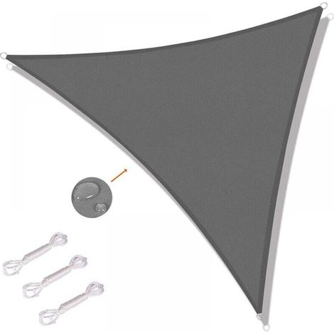 3x3x3m Dreieckiges Sonnensegel für den Außenbereich, Terrasse, Garten, UV-Schutz, Grau, FLITI