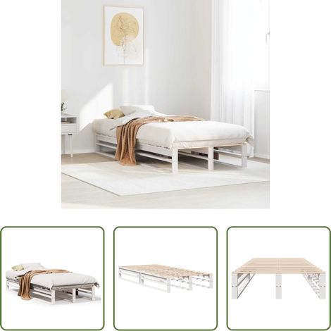 Cadre de lit blanc - Cadre de lit sans matelas blanc 90x200 cm bois de pin massif (1/5)