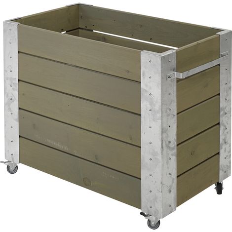 Plus Blumenkasten Cubic 87 x 50 x 70 cm graubraun mit Räder Pflanzkasten