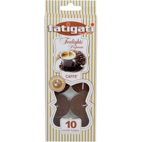 TrAdE Shop Traesio - Set 12 Pz Da 10 Candele Profumate Tealight Lumini Rotondi Fragranza Al Caffè 295432 -