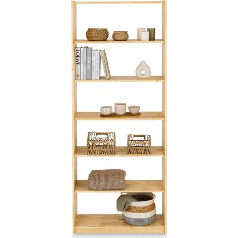 Idimex – Étagère bibliothèque 7 niveaux en pin massif – Dimensions 200 x 80 x 30 cm – Design moderne couleur naturel – Tablettes réglables en hauteur