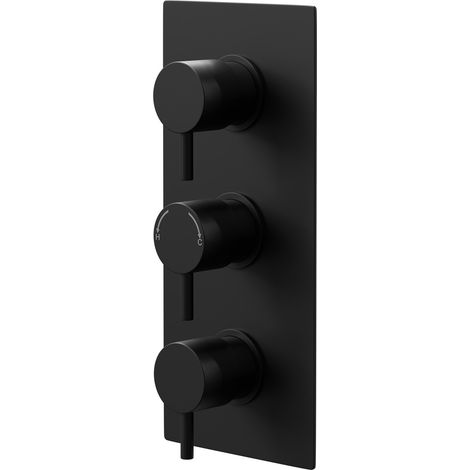 Colore Round Matt Black Concealed Triple Thermostatic Shower Valve with Diverter - 3 Outlets (1/5)