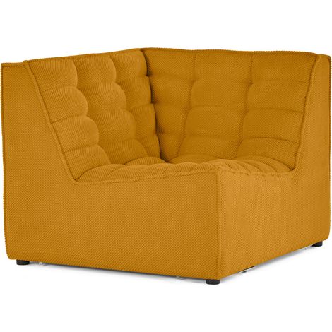 Lisa Design – Module d'angle en velours texturé jaune – Canapé modulable 1 place – Dimensions 93x93cm – Confort enveloppant et maintien parfait (1/5)