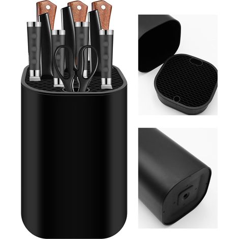 Bloc Couteaux Cuisine Vide Noir, Détachable Range Couteaux de Cuisine, Rangement Couteaux Cuisine Universel, Porte Couteaux de Cuisine avec Fentes et Design D'écoulement (1/5)
