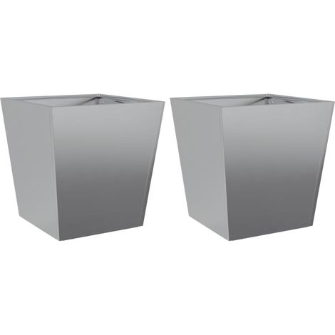 Vaso per fioriera aiuola rialzata piante fiori giardino terrazze set da 2 40 x 40 x 40 cm acciaio zincato grigio 020038957