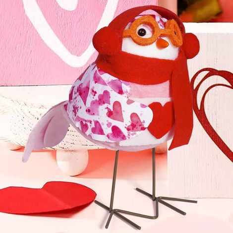 Oiseau Décor De Table - Figurine En Tissu Pour Décoration De Saint-Valentin - Oiseau Debout Pour Intérieur Cuisine Cheminée Fenêtre - Lot De 1 (1/4)
