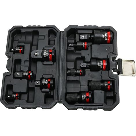 Lot de 11 adaptateurs de douilles à impact universel de 6,35 mm, 9,5 mm, 1,27 cm, convient à la plupart des mécaniciens d'outils électriques et des adaptateurs de douilles à impact (1/5)
