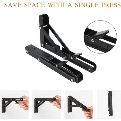 Set di 2 staffe pieghevoli per mensole (250 mm), montaggio a parete, portata 50 kg, staffa a consolle pieghevole (1/5)
