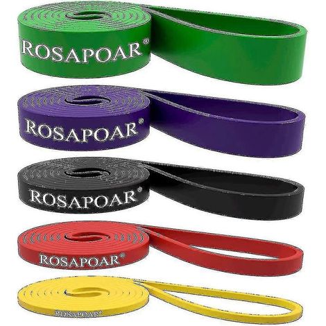 Ensemble de 5 bandes de résistance pour tractions, idéal pour les exercices de musculation, d'haltérophilie et de force athlétique. (1/4)