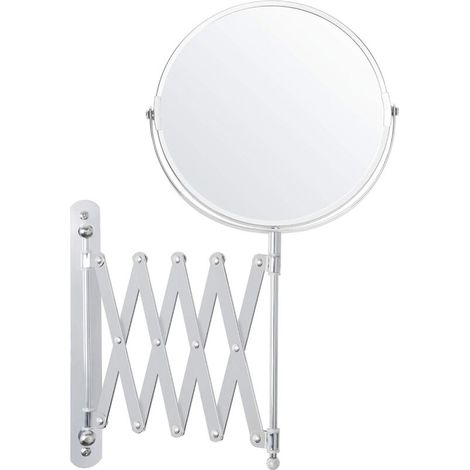 Specchio ingranditore da parete estensibile e girevole a 360° - Ingrandimento 3x - 17,5 x 18,5 cm - Specchio da parete per bagno a doppia faccia in acciaio inossidabile per trucco e rasatura (1/4)