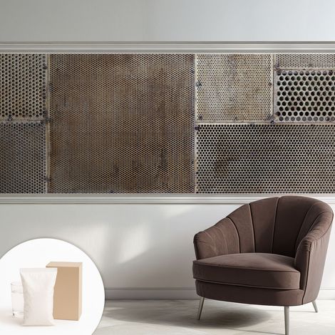 Papier peint intissé décoratif avec colle pour salon chambre et bureau Installation rapide Motifs métalliques 250x104 cm (1/5)