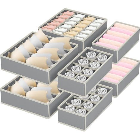 8-teilige Schubladenbox aus Vliesstoff, 4 Größen, mit Trennwänden, für BHs, Socken und Unterwäsche (1/5)