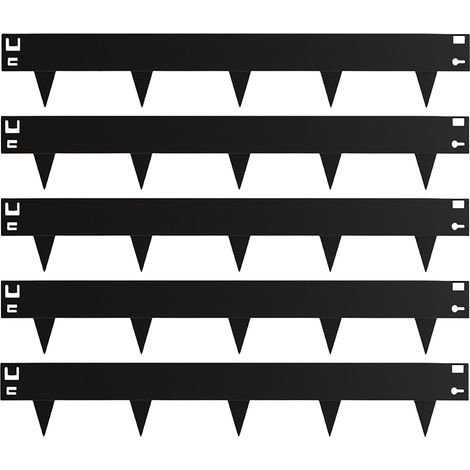 Relaxdays Borde para césped, acero, set de 5, borde flexible para parterres, HxB: 16x106 cm c/u, negro (1/5)