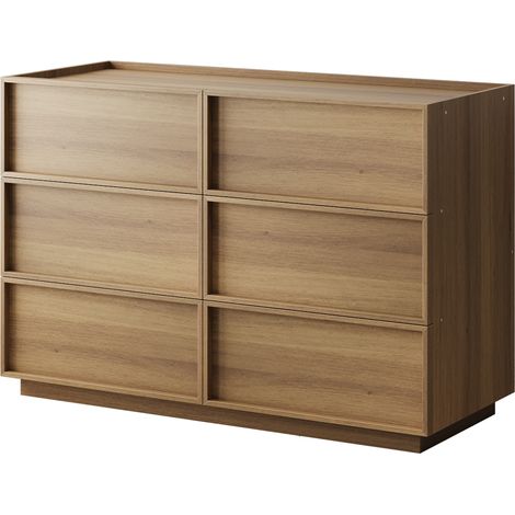 Cómoda de 6 cajones en MDF y aglomerado, color roble, 115 x 48 x 78 cm, MODENUIT (1/5)