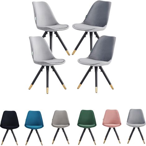 Set of 1/4 Sofia Velvet Upholstered Dining Chair Set of 4 - Light Grey (1/5)