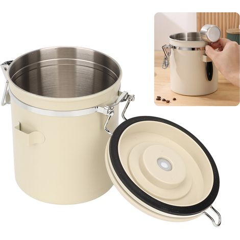 Luftdichter Aufbewahrungsbehälter für Kaffeebohnen aus cremeweißem Edelstahl 304, 1,2 l. (1/5)