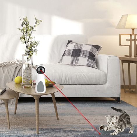 Jouet laser pour chat, pointeur rotatif automatique pour chats, outil de chasse à l'exercice pour animaux de compagnie, alimenté par USB/batterie, avec 5 modes réglables (blanc) (1/5)