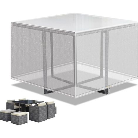 Telo di copertura per mobili da esterno, telo impermeabile a cubo per mobili da patio, 125x125x71 cm trasparente -Crezuo