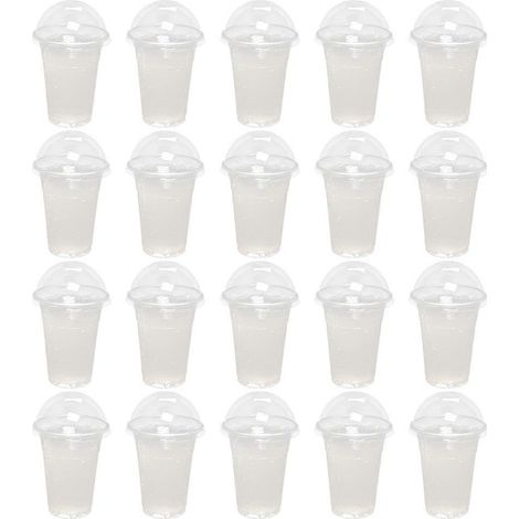 Lot de 30 gobelets en plastique pour boissons, gobelets à jus multifonctions, gobelets à lait transparents, gobelets à jus portables-14.00X9.50X9.50CM-Transparent (1/4)