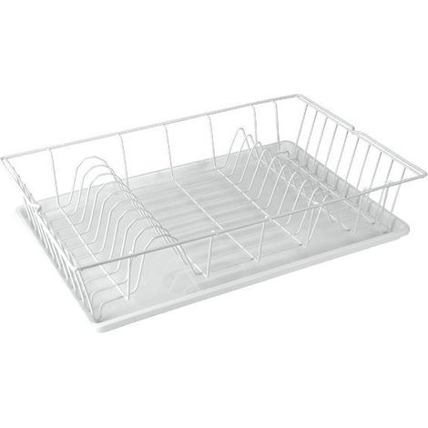 Égouttoir à vaisselle avec plateau – Fil plastifié – Dimensions 48 x 30 cm – Fabriqué en Italie – Garantie 2 ans – Metaltex