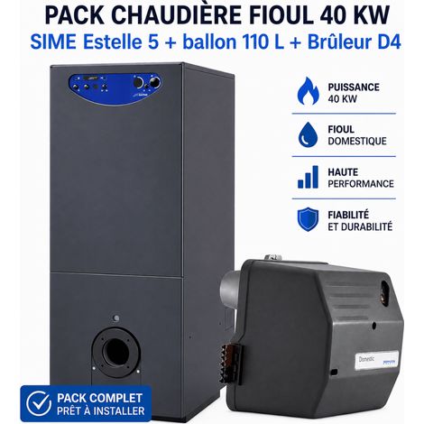 Pack chaudière fioul 40 kw SIME Estelle 5 Ballon 110L + Brûleur D4