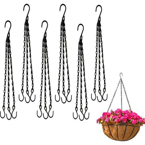 6 Pièces Suspension Plante, Crochet En S, Chaîne Réglable 40 cm, Support Métal Noir Pour Intérieur Et Jardin