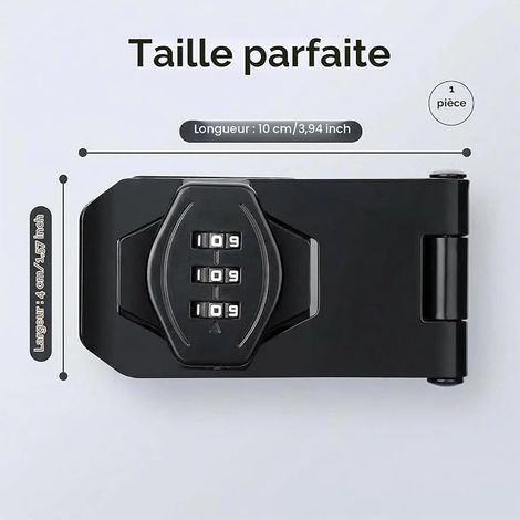 Verrou de Porte Verrou Coulissant à Combinaison en Métal Noir Serrure de Porte pour Armoire Placard Cabane Jardin Garage Boîte aux Lettres (1/4)