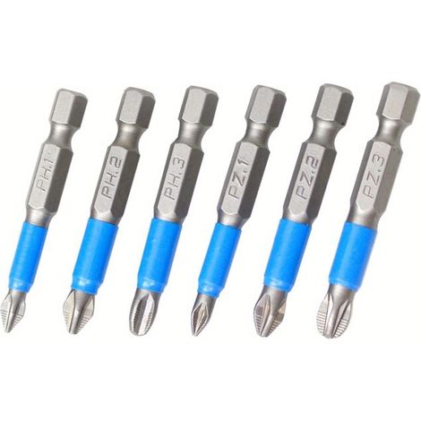 6-Piece Non-Slip Magnetic Screwdriver Bit Set, Phillips Screwdriver Bits, Hand Tools (PH1, PH2, PH3, PZ1, PZ2, PZ3)
