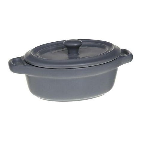 Teglia da forno 8,5x11 cm, in ceramica grigia, con coperchio (1/5)