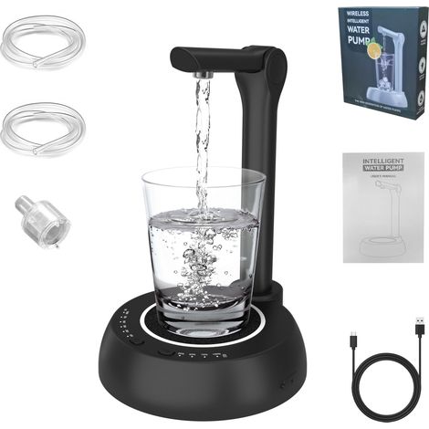 Bomba de agua eléctrica inalámbrica con manguera de agua de 1 m de largo, práctico dispensador de agua doméstico de 4 W, dispensador automático de agua pura.