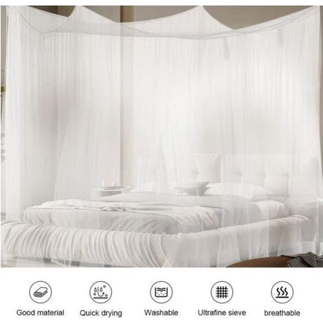 CCYKXA Moustiquaire de Lit, Grand Moustiquaire Carrée Universelle Moustiquaire Baldaquin Moustiquaire pour Lits Simples et Doubles Protéger Efficacement des Moustiques, 200 x 220 x 180cm (1/5)