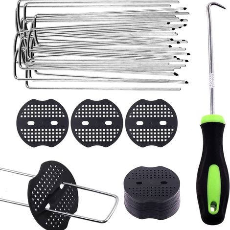 Piquets de Jardin avec 50 Rondelles Fixation en Galvanisé pour Toiles Paillages et Jardinage Acier (1/5)