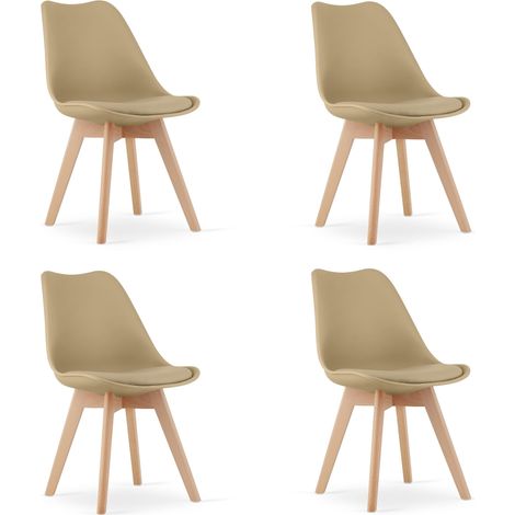 MARK Stuhl - dunkelbeige / Beine natur x 4 (1/5)