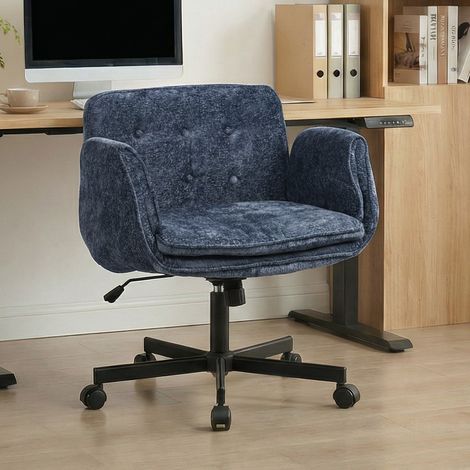 Sedia da ufficio con ruote, altezza regolabile, braccioli pieghevoli blu HAVRYA (1/5)
