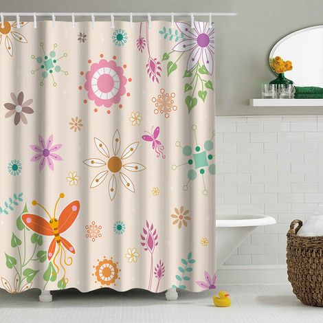 Duschvorhang 180 x 180 cm (Stil 7) – Maschinenwaschbar, schweres Polyester