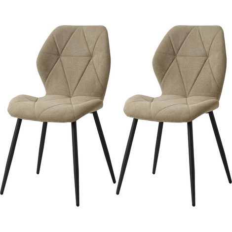 Wokaka Juego de 2 sillas - Silla de comedor vintage en forma de diamante - Silla de lino - Patas de metal (Verde) (1/5)