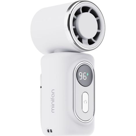 Ventilateur portable avec pince rotative 180°, fonction compresse à glace intégrée, format mini, couleur blanc (1/5)