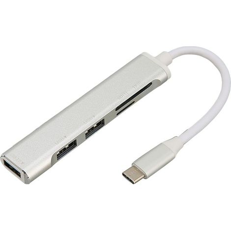 Station d'accueil multiport USB-C 5-en-1 : Hub USB-C vers 3 ports USB et lecteur de carte mémoire, compatible Windows et OS (1/5)