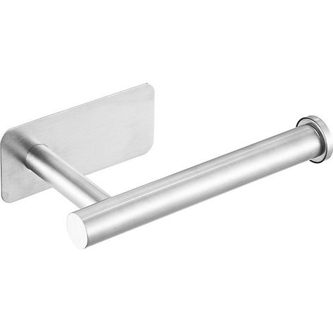 Porte papier toilette mural pour salle de bain, porte papier toilette sans perçage, base adhésive carrée, Argent, 16 cm (1/4)