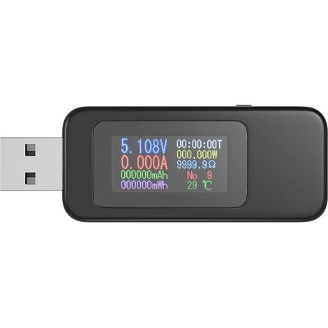 Testeur USB Voltmètre Multimètre USB Testeur de tension Testeur de courant de tension Compteur de puissance USB, Voltmètre à affichage couleur Ampèremètre Tension Courant 0-5.1A 4-30V (1/5)