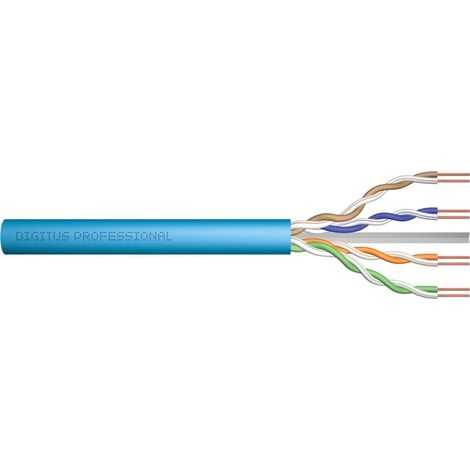 Digitus Cable de instalación U-UTP CAT 6A, 500 MHz Dca (EN 50575), AWG 23/1, bobina de 500 m, Sx, azul (1/4)
