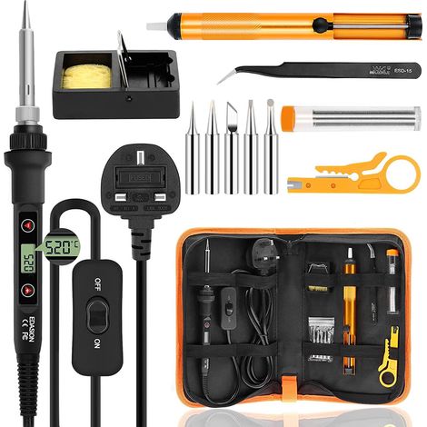 Kit de fer à souder Fer à souder 80W Kit de soudure de précision électronique Fer à souder numérique Température réglable 180-520°C Visible avec interrupteur marche/arrêt, (1/4)