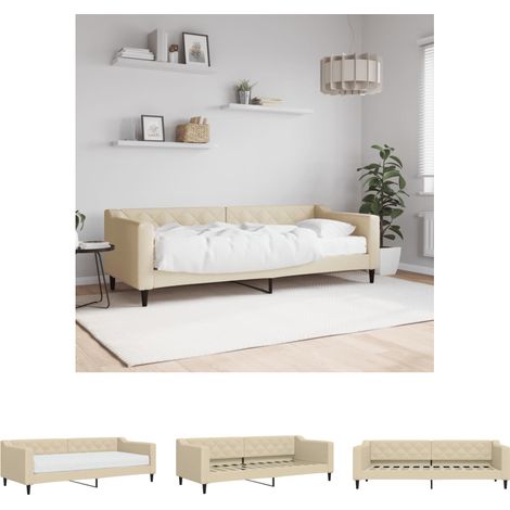 The Living Store Tagesbett mit Matratze Creme 80x200 cm Stoff - Betten & Bettgestelle (1/5)